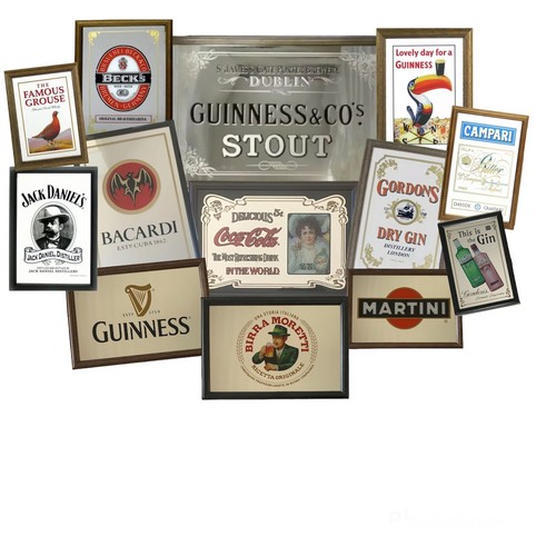 Small wooden framed pub mirror - wooden,