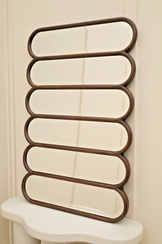 Dark wood paneled mirror - paneled,