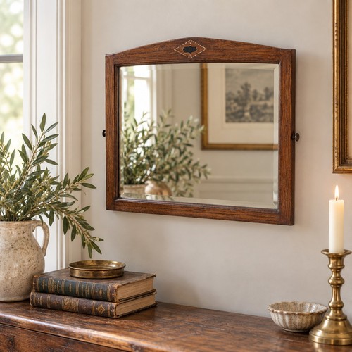 Vintage oak wall mirror - vintage,