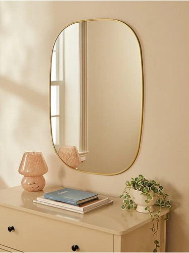 Gold thin oval wall mirror - thin,